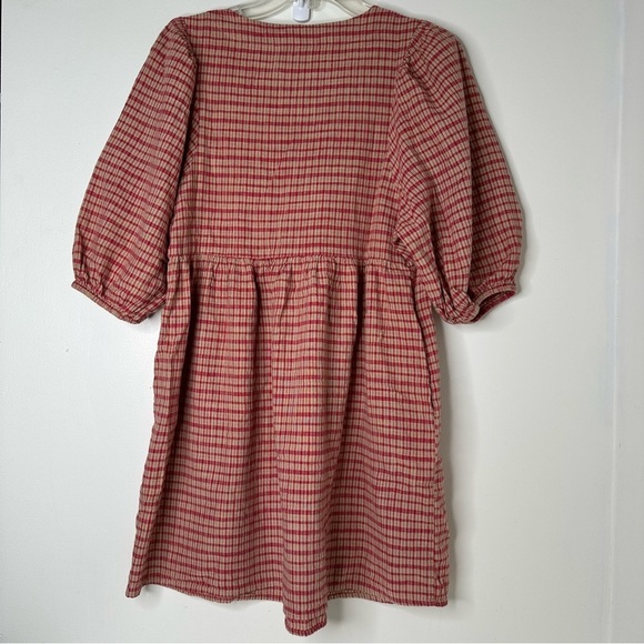 Plaid V-Neck mini Dress with Puff Sleeves by Only - Picture 8 of 12
